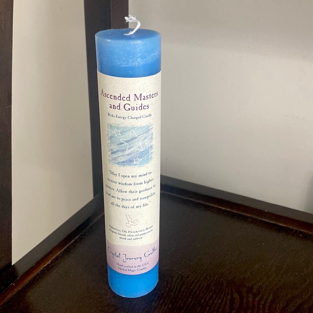 New Crystal Journey Reiki Charged Candle Ascended Masters and Guides Pillar